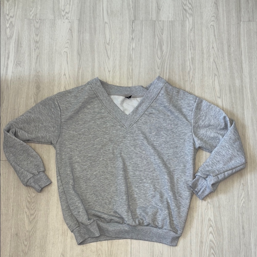 SHEIN Gray V-Neck Women's sweatshirt